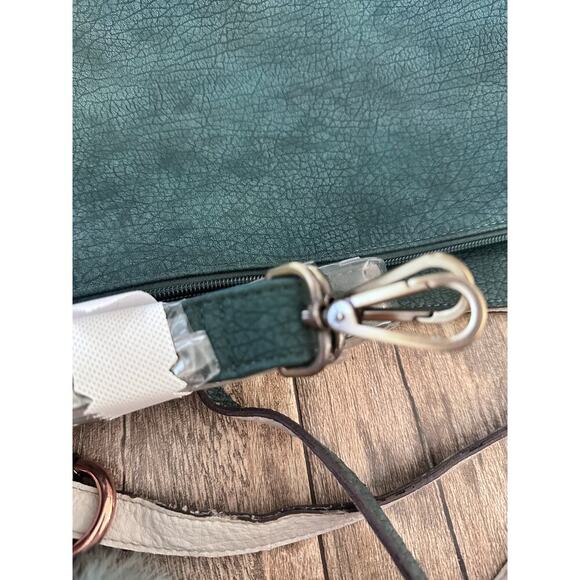 Free People Women's Teal Green Leather Shoulder Straps Tote Bag - Picture 11 of 12